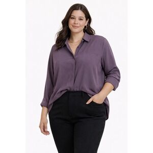 Modern Ambition Button Down Shirt Womens Size Medium Purple Technical Gorpcore